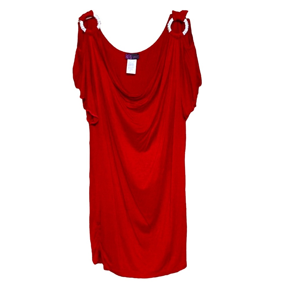 Agenda Red Blouse with Silver Rings